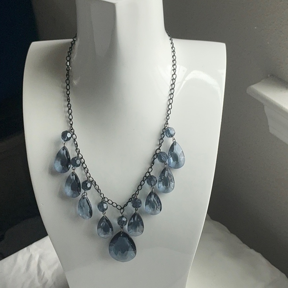 18” Vintage Blue Dangling Necklace